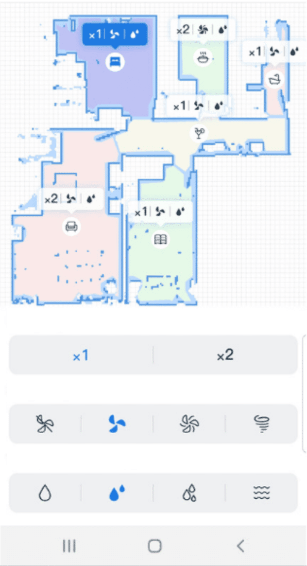 Количество воды для каждого помещения устанавливается в мобильном приложении Арр Ecovacs Deebot OZMO T8.